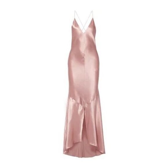 NWT MICHAEL LO SORDO Silk-satin gown PINK UK 14 / US 10 $740 - Picture 4 of 14